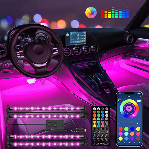 LED Car Interior Ambience  Bluetooth APP Colorful Remote Control Voice Control Atmosphere Light