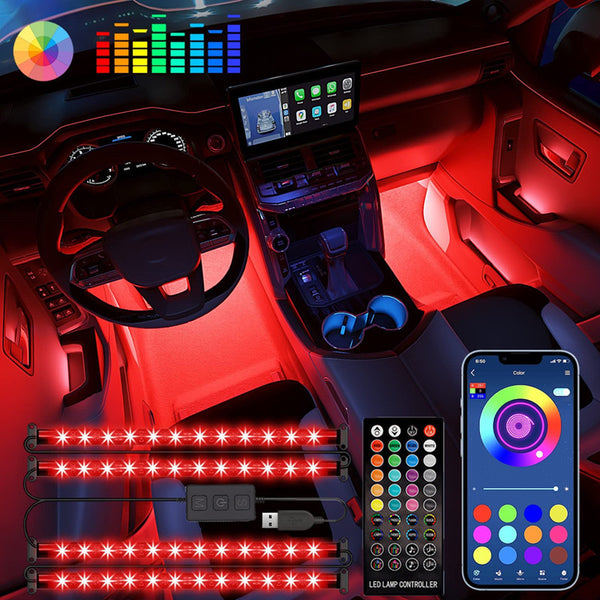 LED Car Interior Ambience  Bluetooth APP Colorful Remote Control Voice Control Atmosphere Light